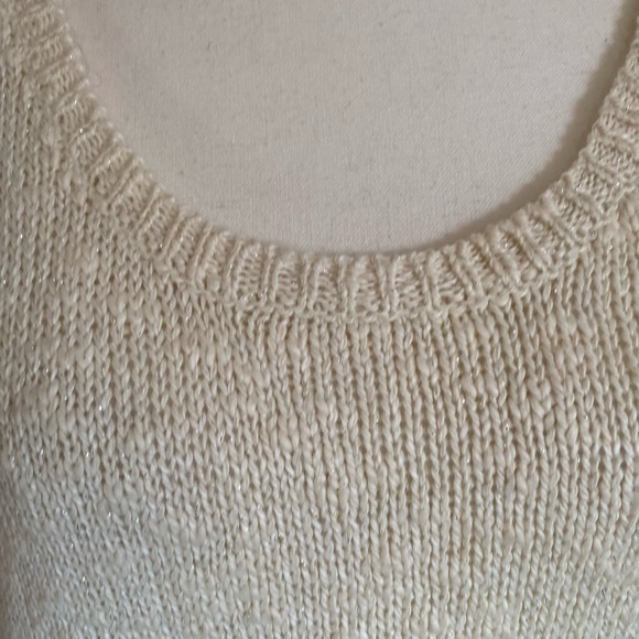 Style & Co.Woman Ivory Lace Hem Metallic Thread Cotton Blend Party Sweater-Sz-2X - Picture 2 of 16